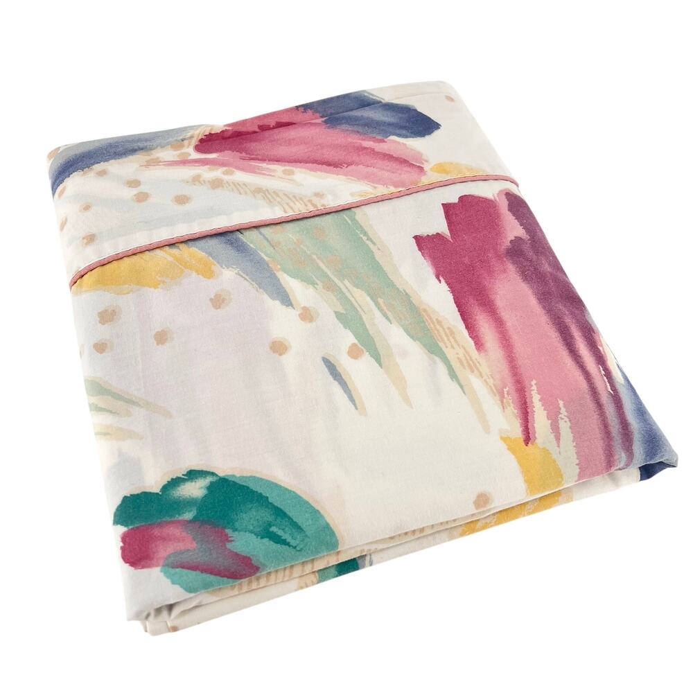 80s Croscill Riviera Twin Flat Sheet 1980s Vintage Abstract Watercolor Floral